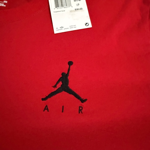 Jordan Men's Embroidered Jumpman Air T-Shirt Red Short Sleeve Crew Neck 2XL NWT - Picture 3 of 6